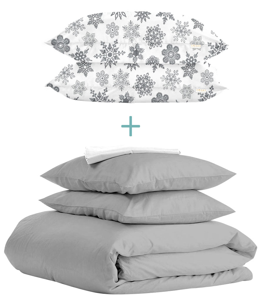 

Комплект Cosas Ranfors Grey + подарок наволочки 2 шт Snowflakes Grey