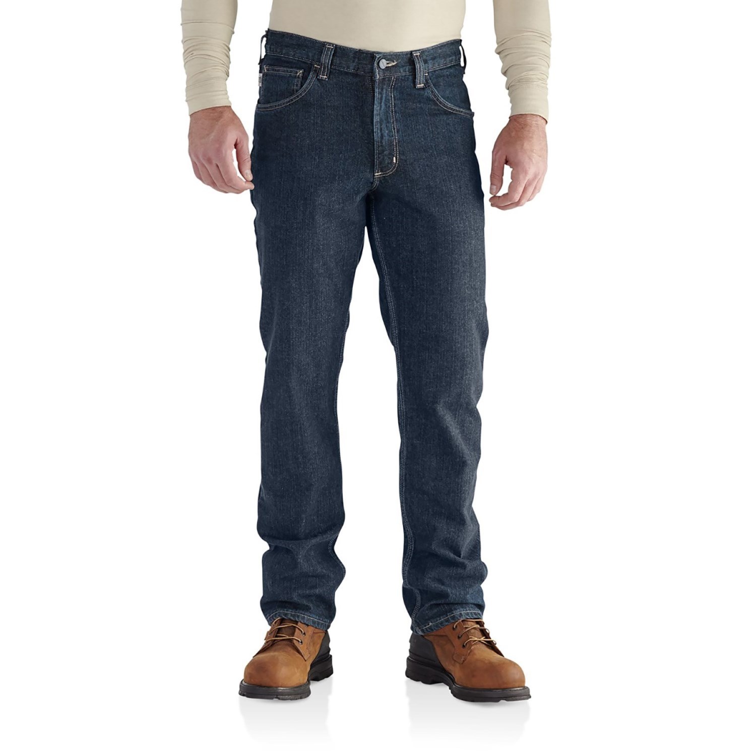 

Джинсы Carhartt 101814 Flame-Resistant Rugged Flex Traditional Fit Jeans - Straight Leg, Factory Seconds Deep Indigo Wash, 42W 32L