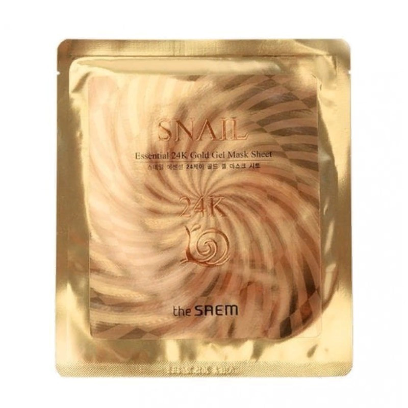 パック・フェイスマスク SNAIL Essential 24K Gold Gel Mask Sheet -the-saem-snail-essential-24k-