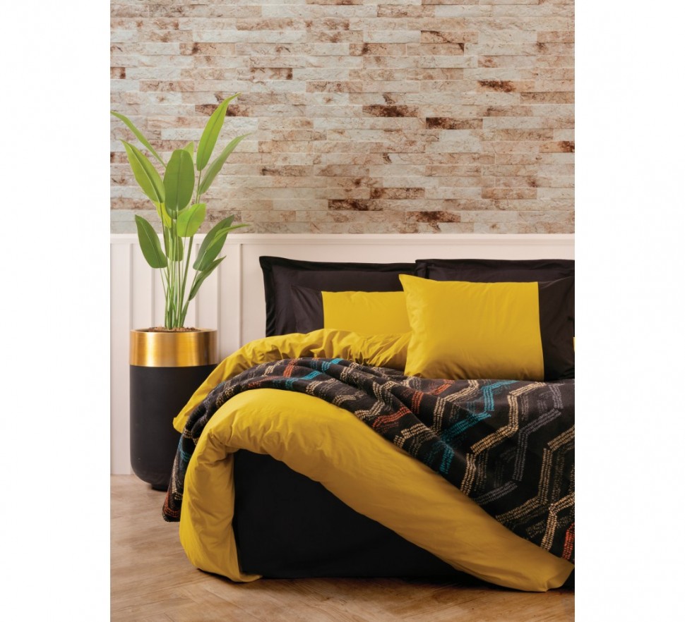

Набор постельного белья с пледом Cotton Box Plain Hardal - Siyah евро 010077731