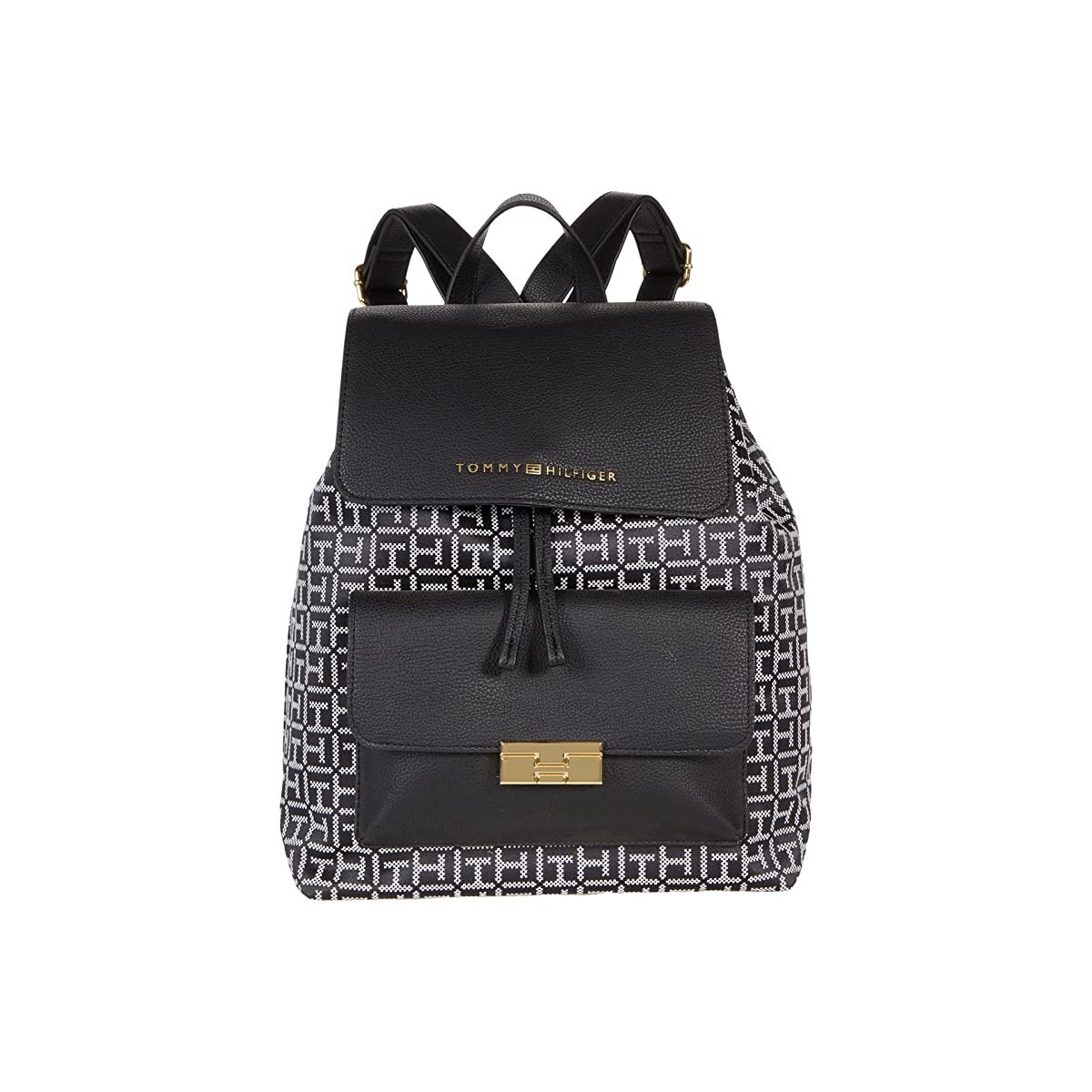 

Рюкзак Tommy Hilfiger Francesca II-Flap -Square Monogram Jacquard with PVC Black/White, Универсальный