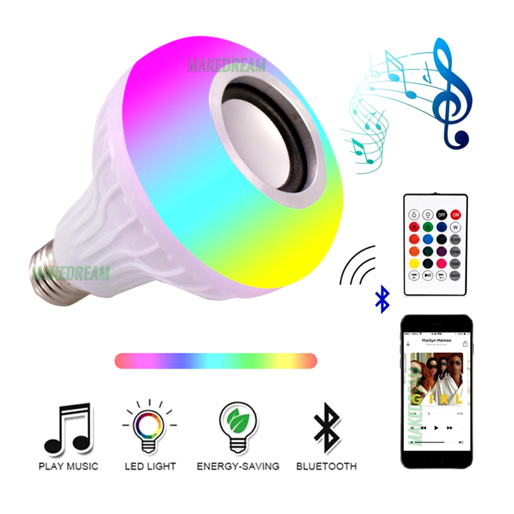 

Лампа колонка Smart LED с динамиком Bluetooth светомузыка с пультом ДУ RGB Цвета (RD50)