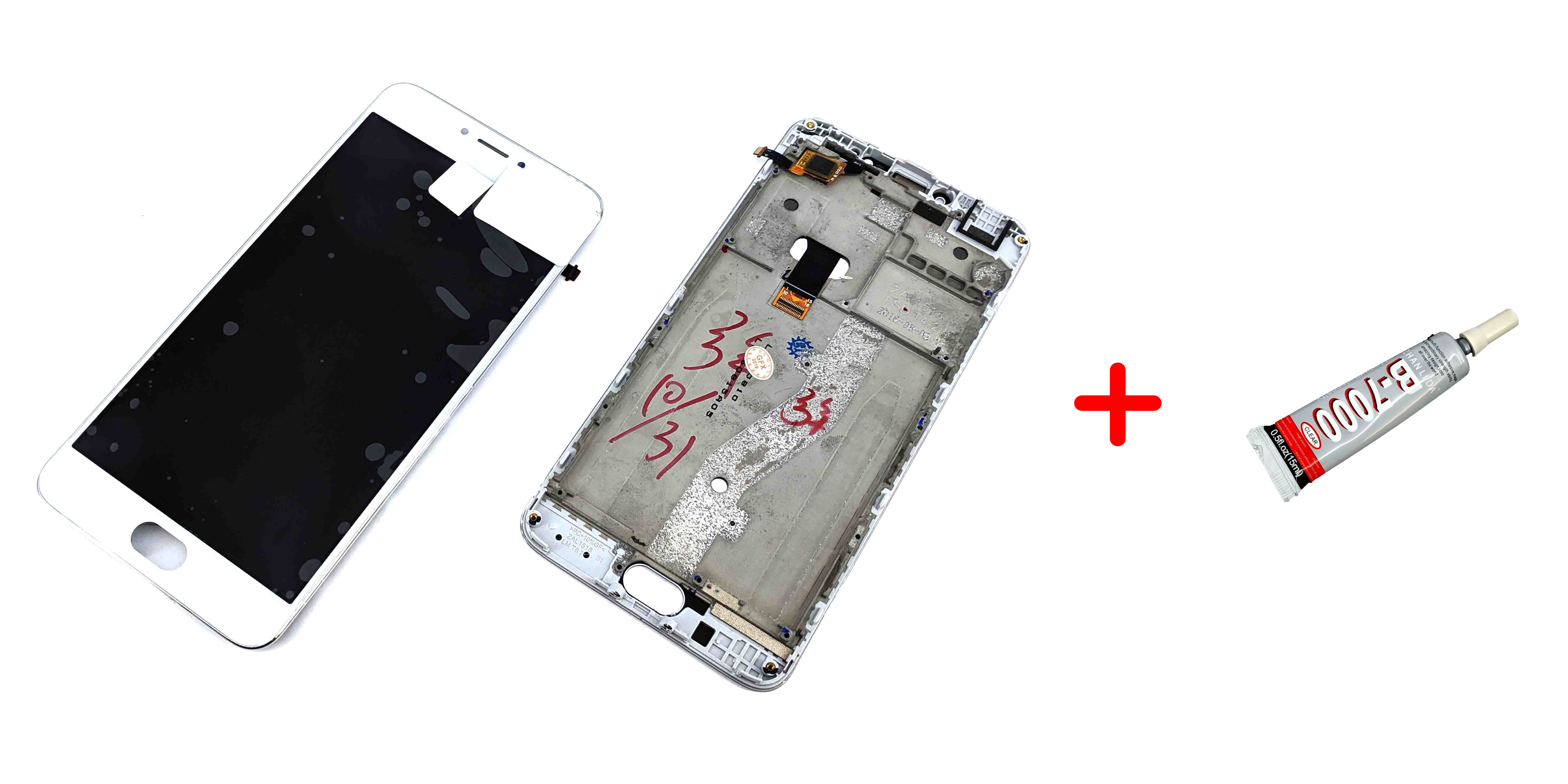 

Дисплей + сенсор (модуль) экран Meizu M3 Note L681, L681H белый + рамка High Copy + клей B7000