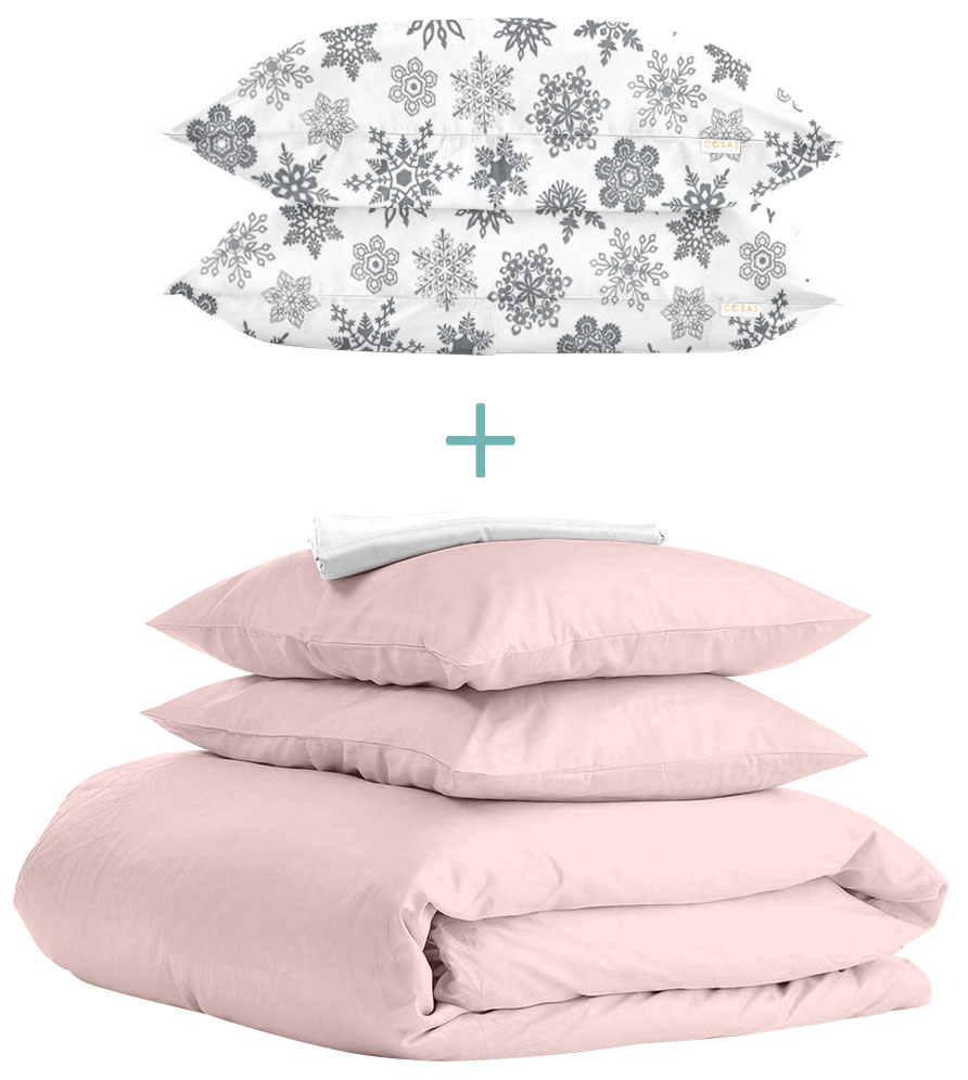 

Комплект Cosas Ranfors Rose + подарок наволочки 2 шт Snowflakes Grey