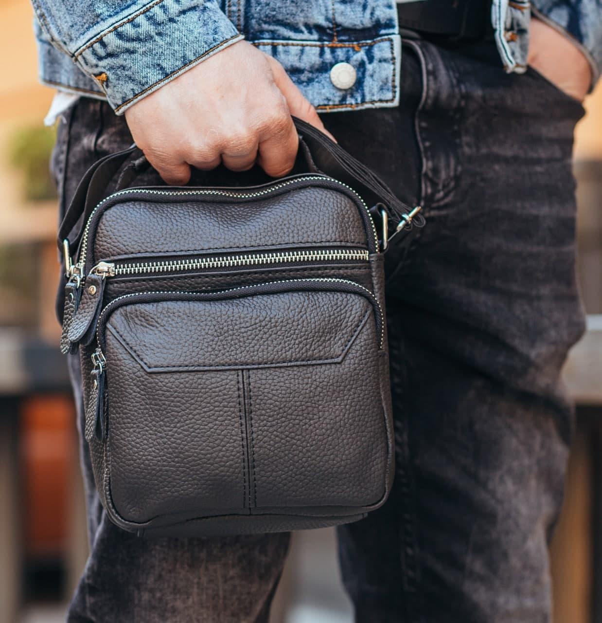 

Мужская кожаная сумка месенджер Tiding Bag M5610A-NM 18 х 22 х 7 Черный