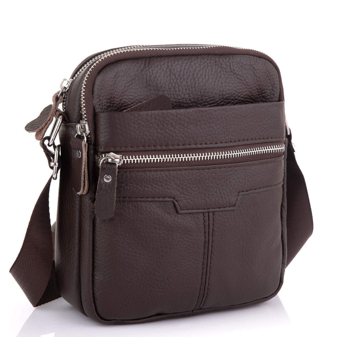 

Мужская кожаная сумка месенджер Tiding Bag A25F-6625B-NM 18 x 20 x 6 Коричневый