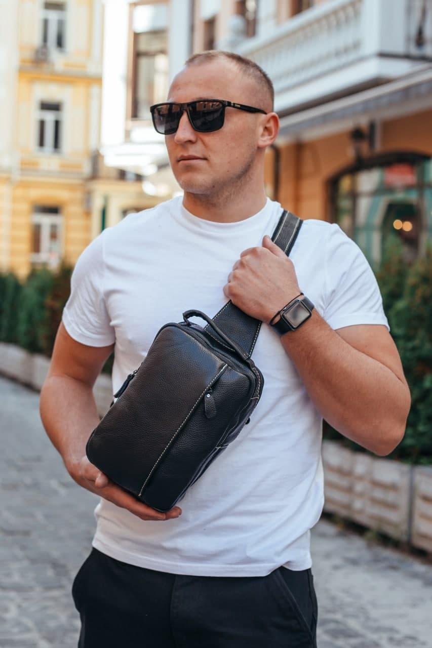 

Мужская кожаная сумка через плечо Tiding Bag 1360-NM 18 x 29 x 7 Черный