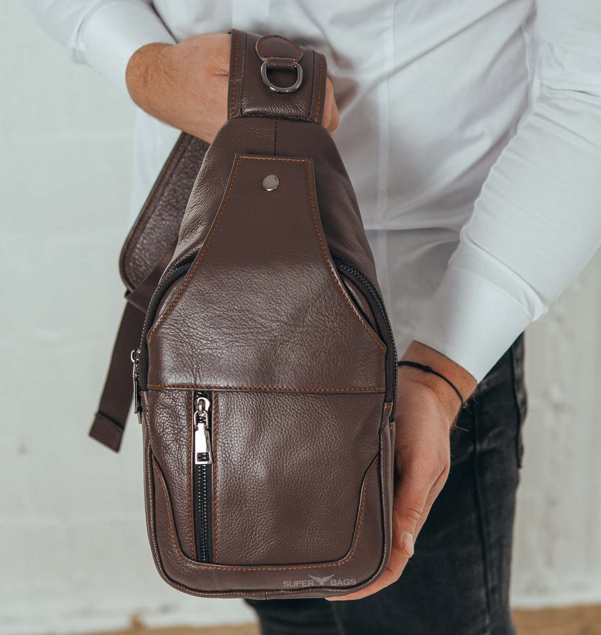 

Мужская кожаная сумка через плечо Tiding Bag 1469-NM 18 x 31 x 9 Коричневый
