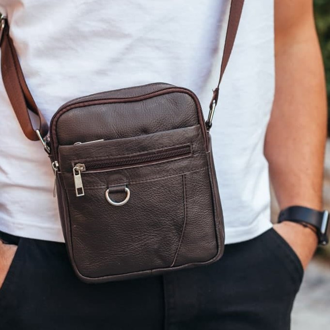 

Мужская кожаная сумка месенджер Tiding Bag 14429-NM 18 x 22 x 5 Коричневый