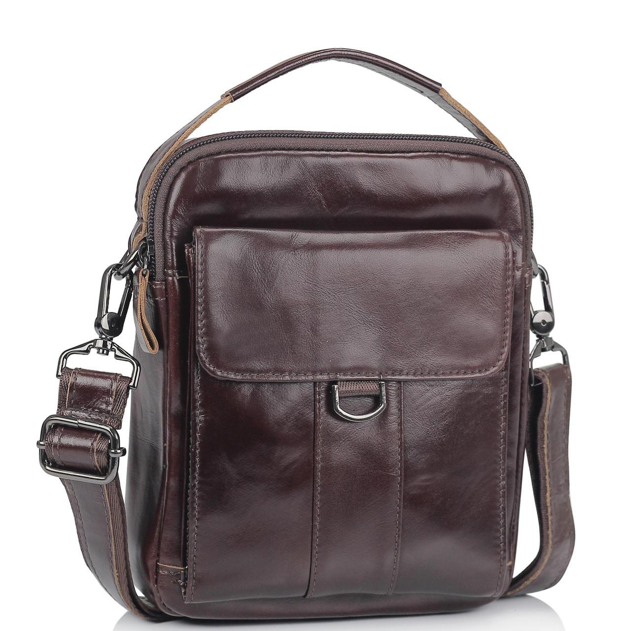 

Мужская кожаная сумка месенджер Tiding Bag 13759-NM 18 x 23 x 5 Коричневый