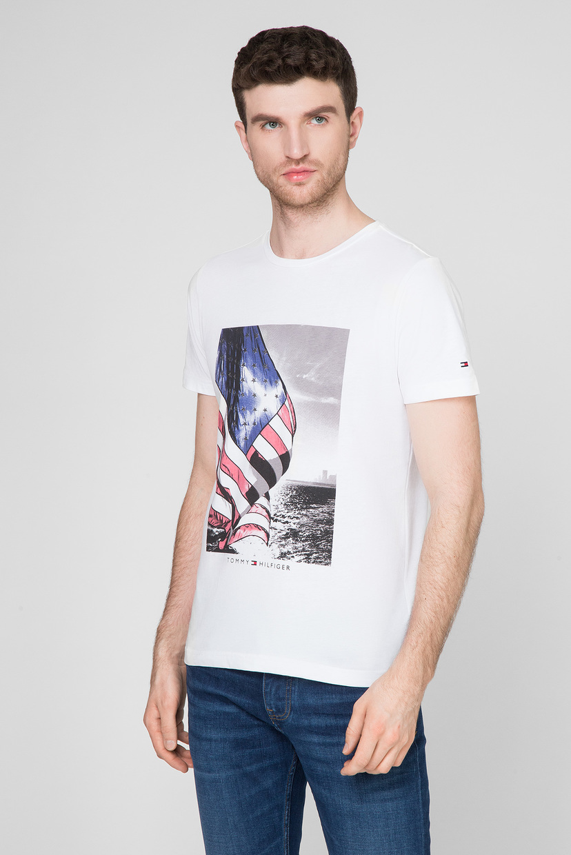 

Мужская белая футболка FLAG PHOTO PRINT Tommy Hilfiger S MW0MW13350