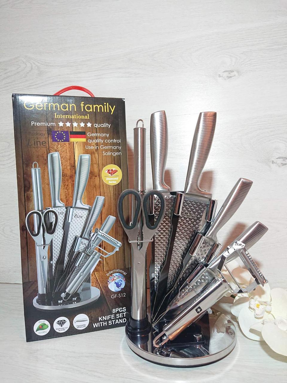 

Набор литых ножей из нержавеющей стали с подставкой German Family GF-S12