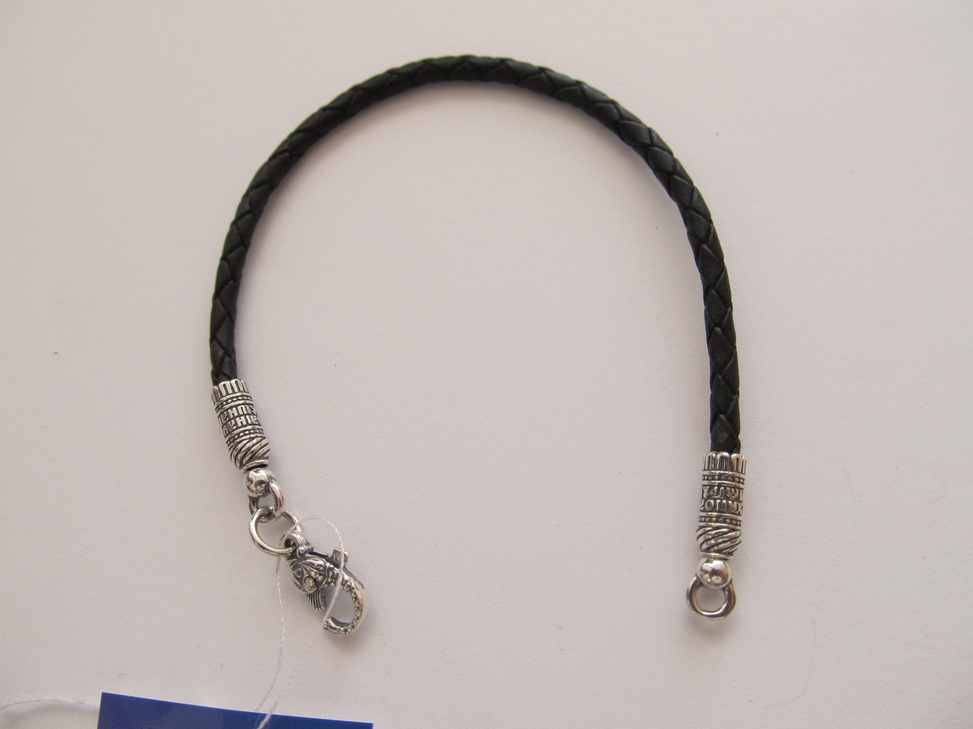 

Браслет из серебра 925° и плетеной кожи на руку SilverArtisan 0.00072-5 размер 20