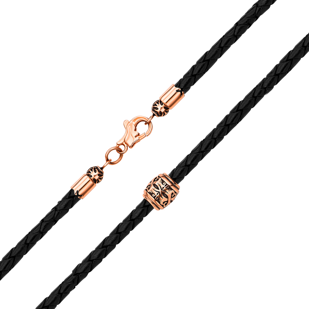 

Ювелирный шнурок Мадагаскар из плетеной кожи с золотым замочком и бусиной 000129024 50 размера