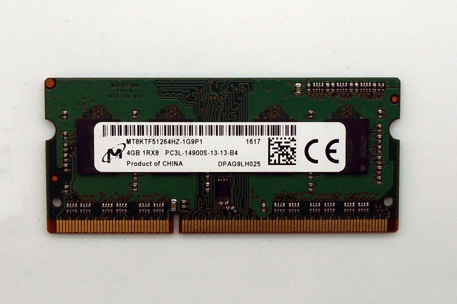 

Модуль памяти SODIMM Micron 4GB 1Rx8 PC3L-14900S-13-13-В4 DDR3L 1866MHz (MT8KTF51264HZ-1GP1) Б/У