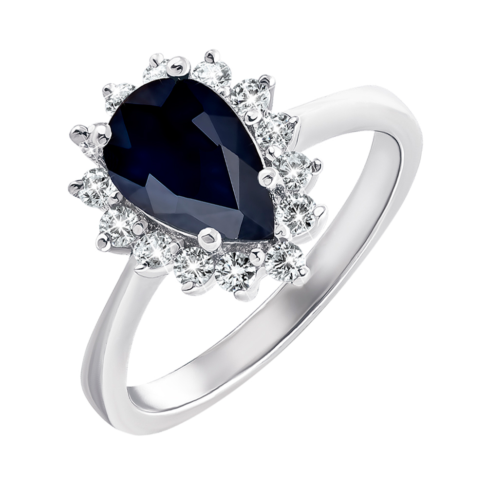 

Серебряное кольцо с сапфиром и фианитами 000132951 16 размера