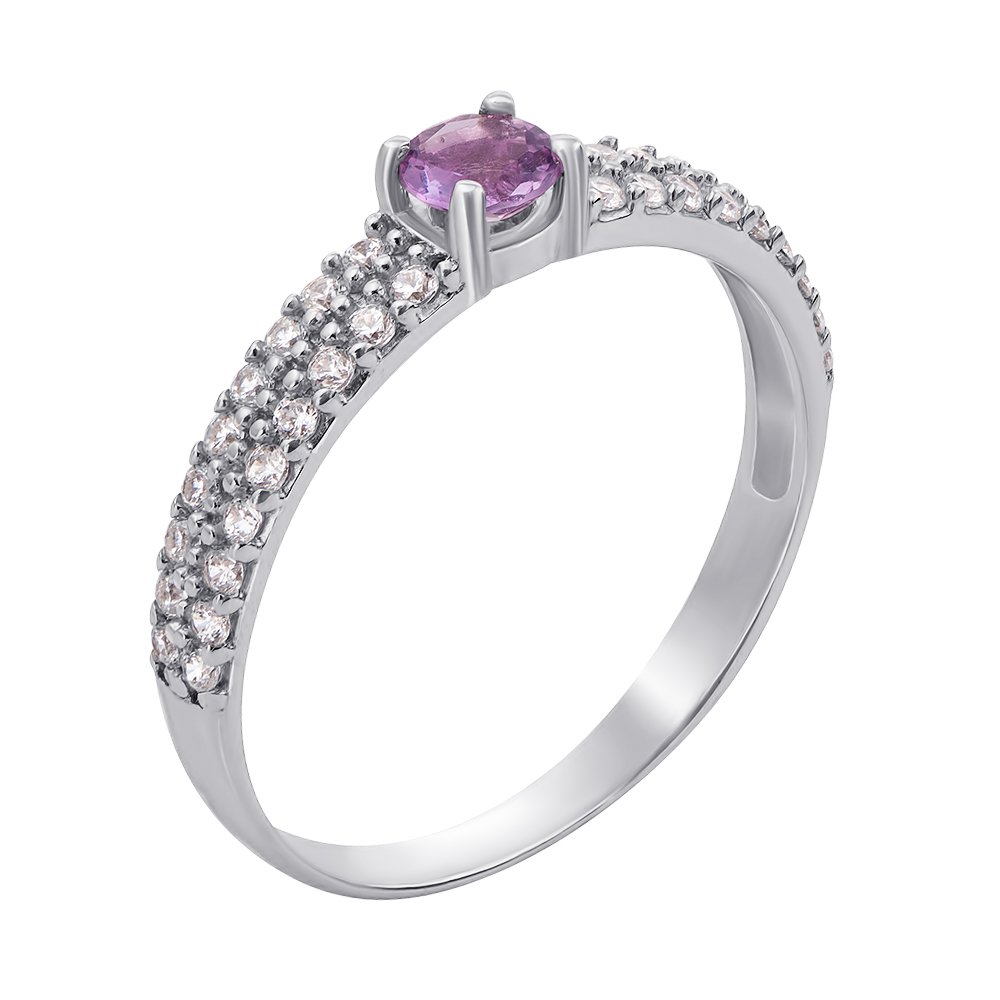 

Серебряное кольцо с аметистом и цирконием 000139197 15 размера