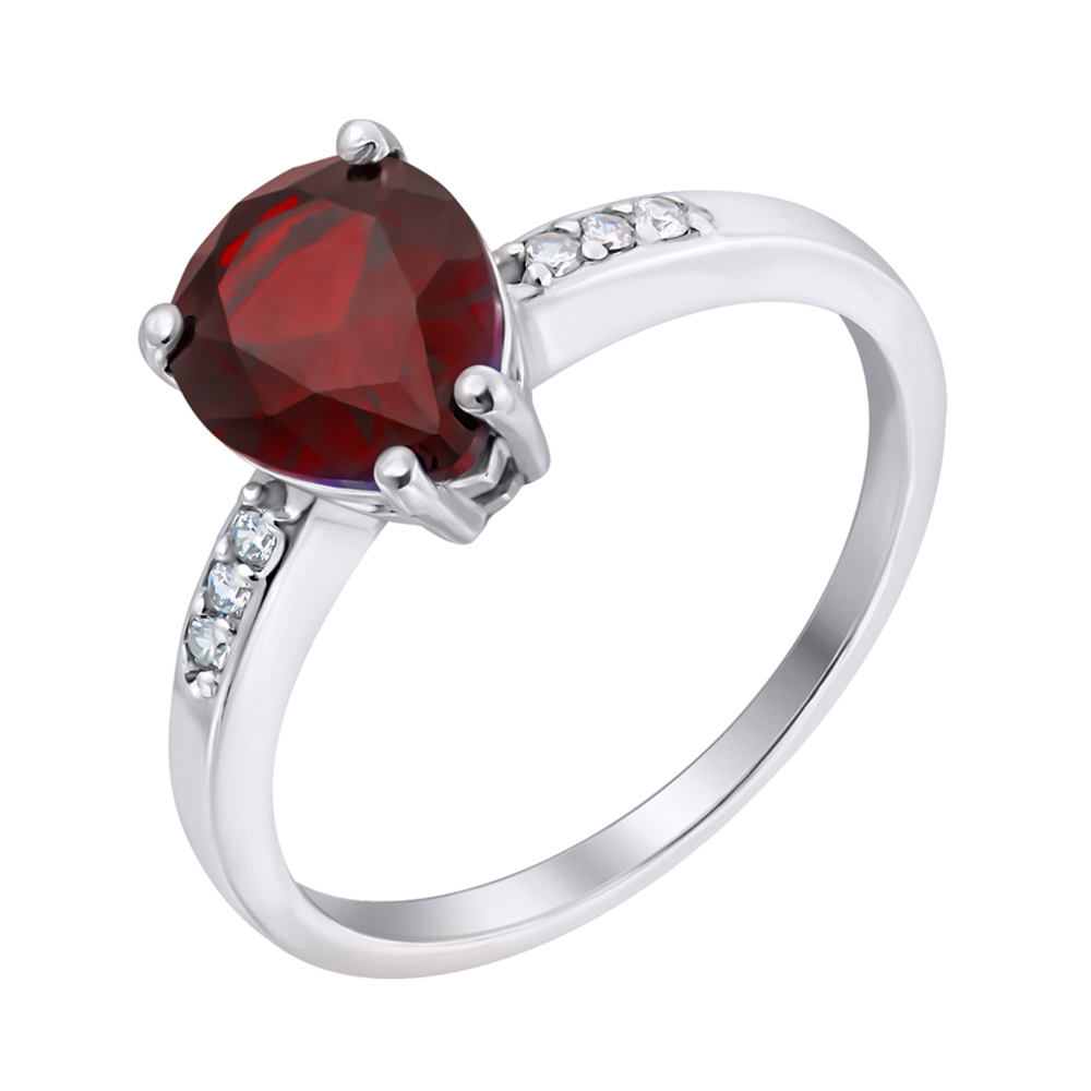 

Серебряное кольцо с гранатом и фианитами 000063218 15.5 размера