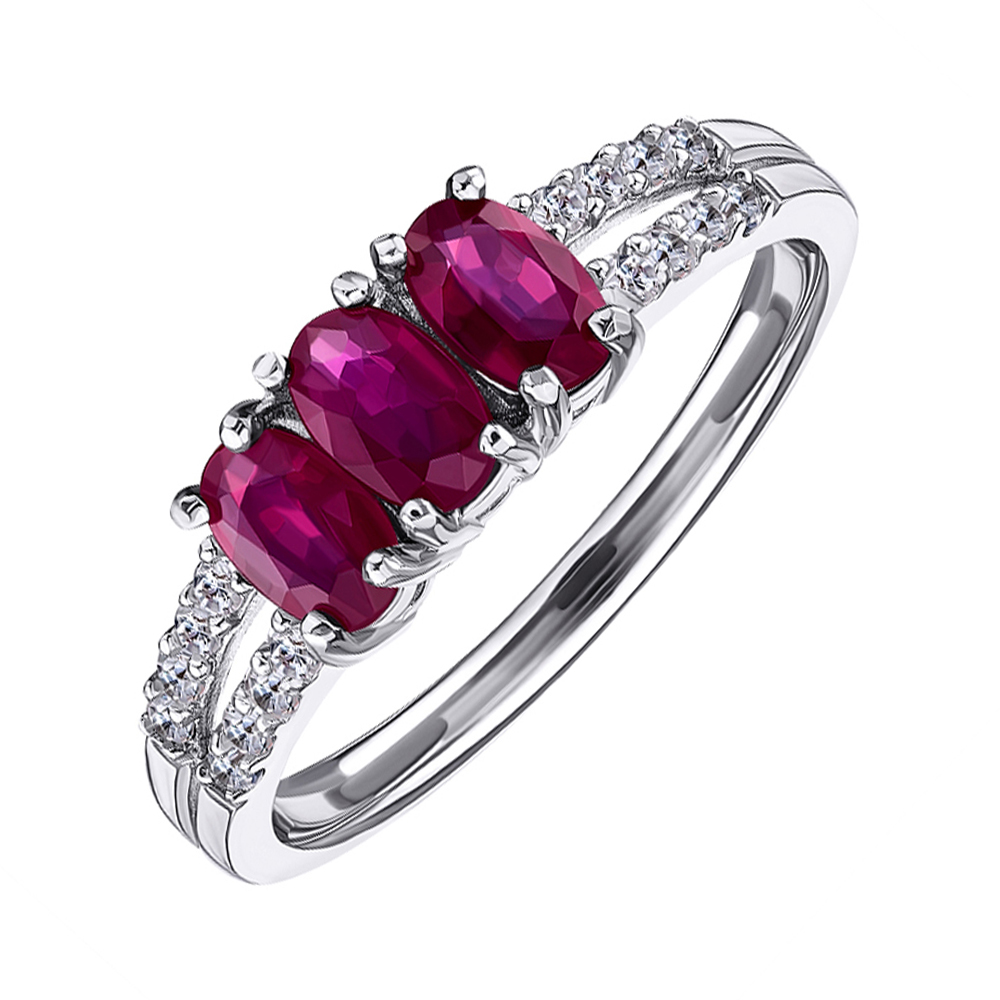 

Серебряное кольцо с рубинами и фианитами 000117884 18 размера