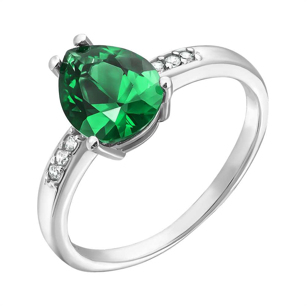 

Серебряное кольцо с зеленым кварцем и фианитами 000063222 16.5 размера