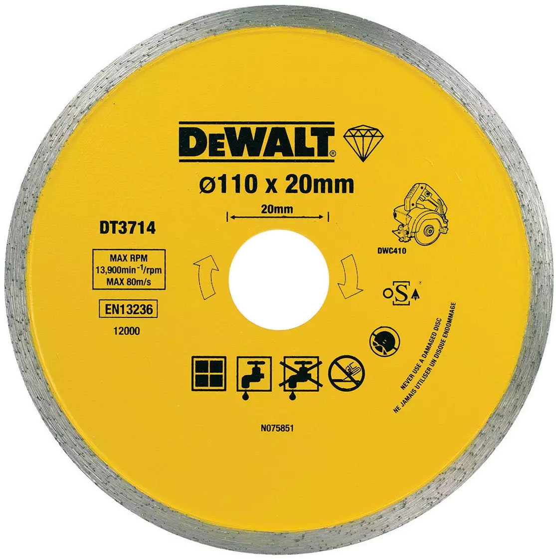 

Диск алмазний DeWalt для плитки 110 мм