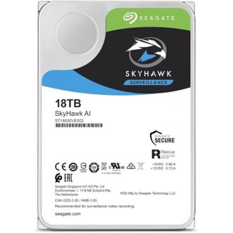 

Жесткий диск HDD SATA 18 TB Seagate SkyHawk AI Surveillance 7200rpm 256MB (ST18000VE002)