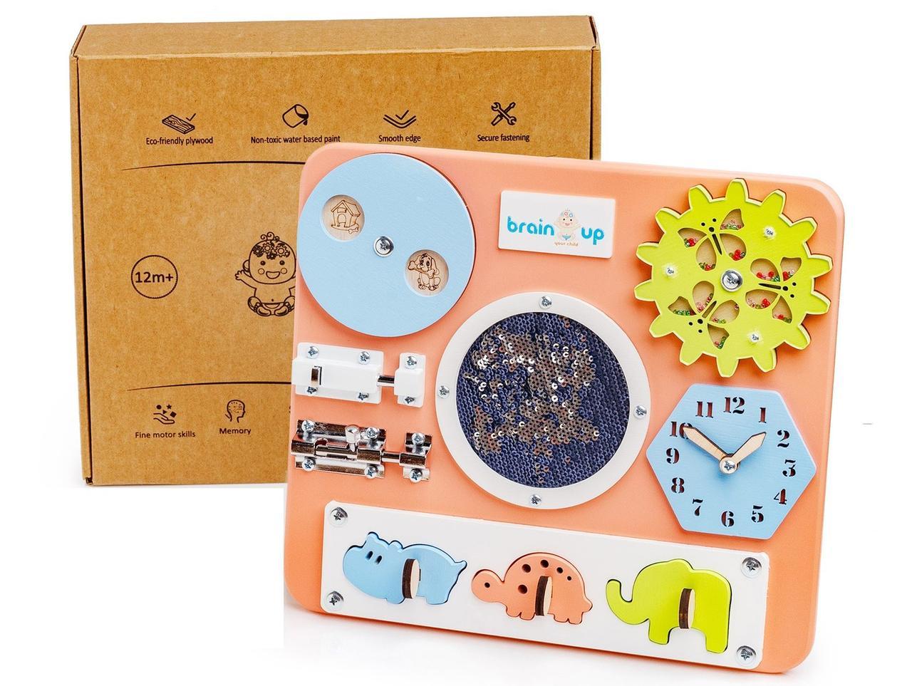 

Бизиборд BrainUp Smart Busy Board настольная развивающая игра доска из 10 деталей 28*25см