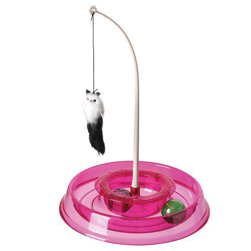 

Игрушка для кота AnimAll CrazZzy, трек с мячом и мышкой, розовая