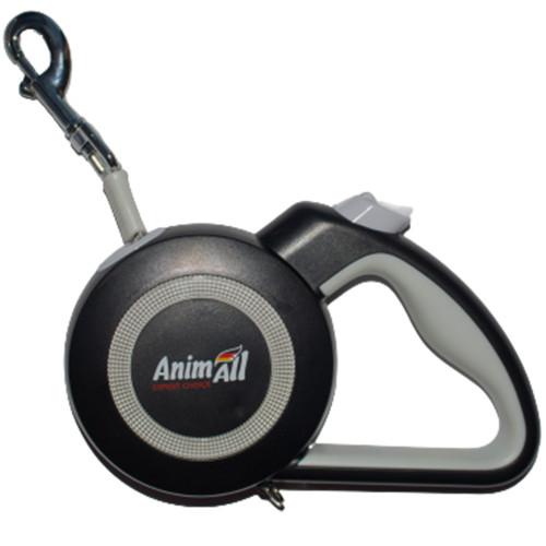 

Поводок-рулетка AnimAll Reflector для собак весом до 25 кг, 5 м, серо-чёрная