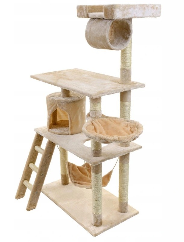 

Игровой комплекс для котов CatTree, домик, лестница, лежак, когтеточка (дряпка, драпак) 140х75х40 см. Бежевый (4001951)
