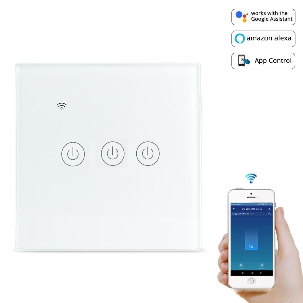 

Умный сенсорный Wi-Fi выключатель три канала Zemismart Белый Белый (ZM101-3SW)