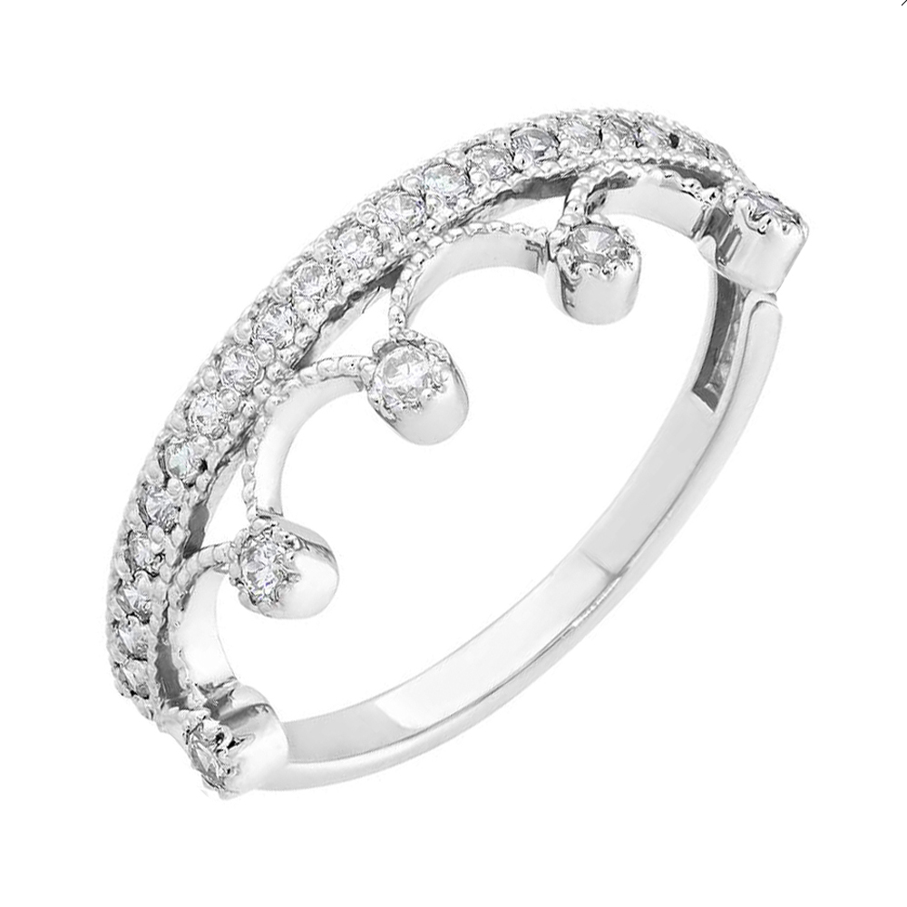 

Кольцо-корона из белого золота с фианитами и родированием 000036415 16 размера