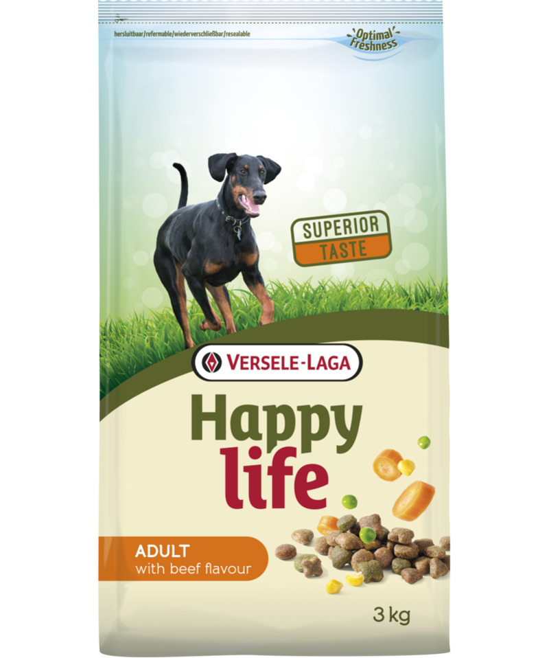

Cухой корм для собак всех пород с говядиной Happy Life Adult with Beef flavouring 3 кг Happy Life BGL-VL-159
