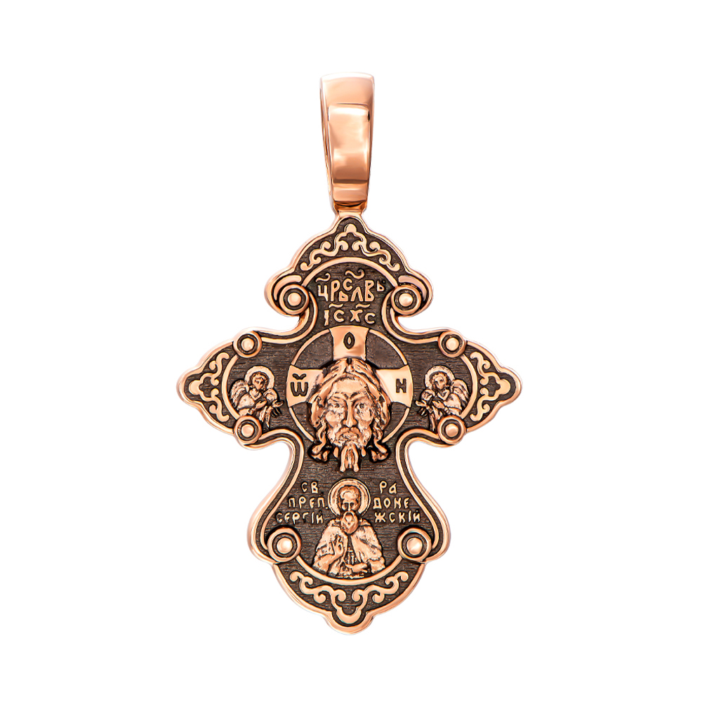 

Крестик из красного золота с чернением 000138645