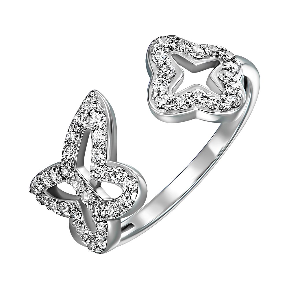 

Серебряное кольцо с открытой шинкой с фианитами 000151787 16.5 размера