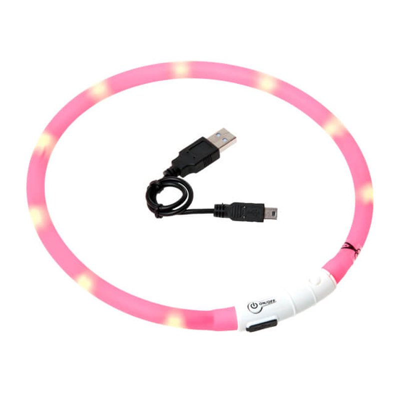 

Светящийся ошейник для собак Visio Light Led 70 см розовый Flamingo BGL-KF-701