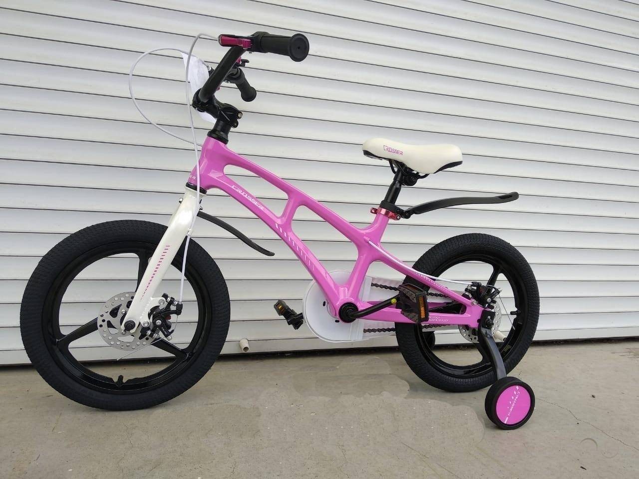 

Детский велосипед Crosser Magnesium Bike 16" Розовый Легкая рама Дисковые тормоза Литые диски