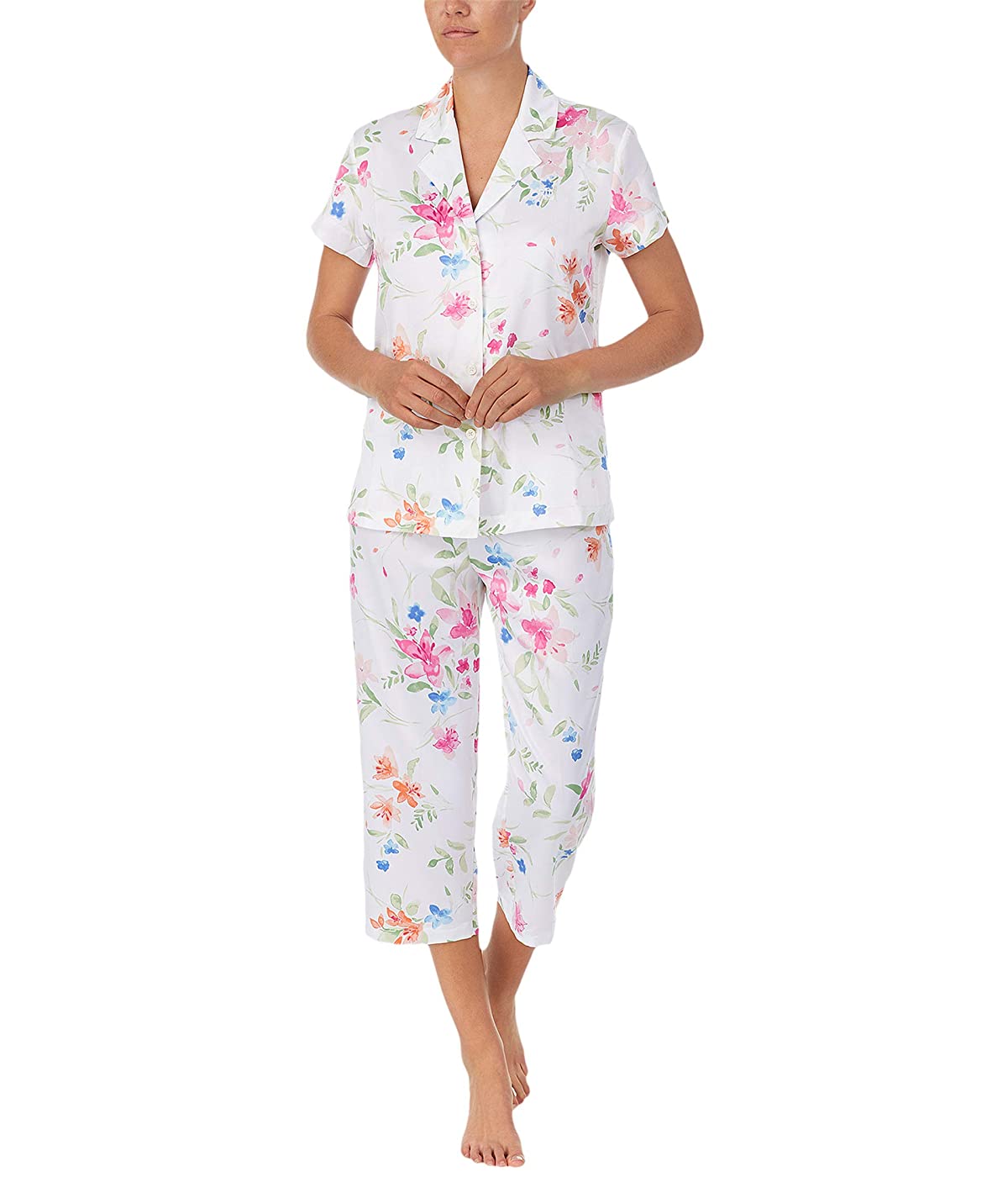 

Пижама Ralph Lauren Satin Dolman Sleeve Notch Collar Capris PJ Set White Floral,  (44, Пижама Ralph Lauren Satin Dolman Sleeve Notch Collar Capris PJ Set White Floral, S (44)