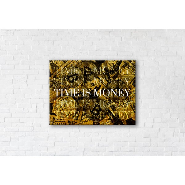 

Картина на холсте Time is money Gold 90x120см Franklin