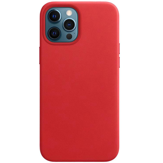 

Кожаный чехол Leather Case (AAA) without Logo для Apple iPhone 12 Pro / 12 (6.1") (Красный)
