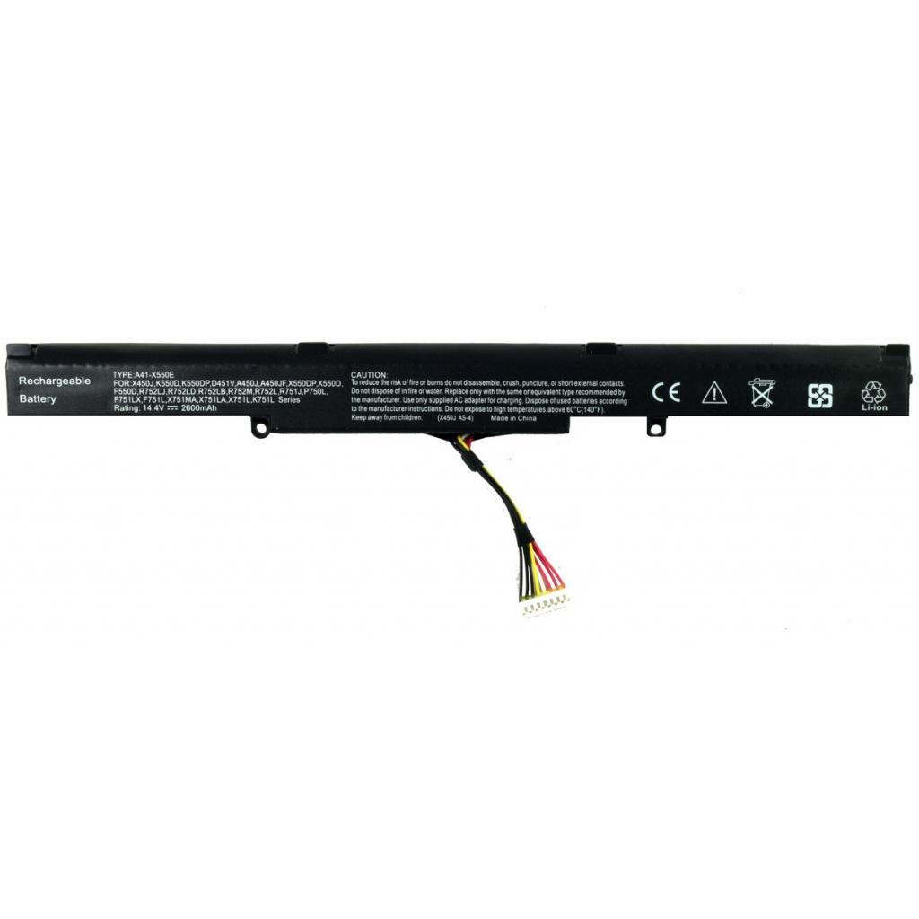 Аккумулятор для ноутбука Asus X450J A41-X550E, 2600mAh, 4cell, 14.4V ...