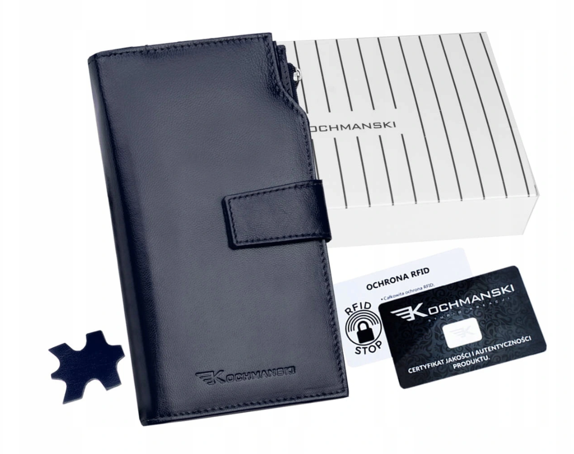 

Женский кожаный кошелёк Kochmanski с защитой RFID 19 х 10.2 х 3 см чёрный (K-5249-GCL)