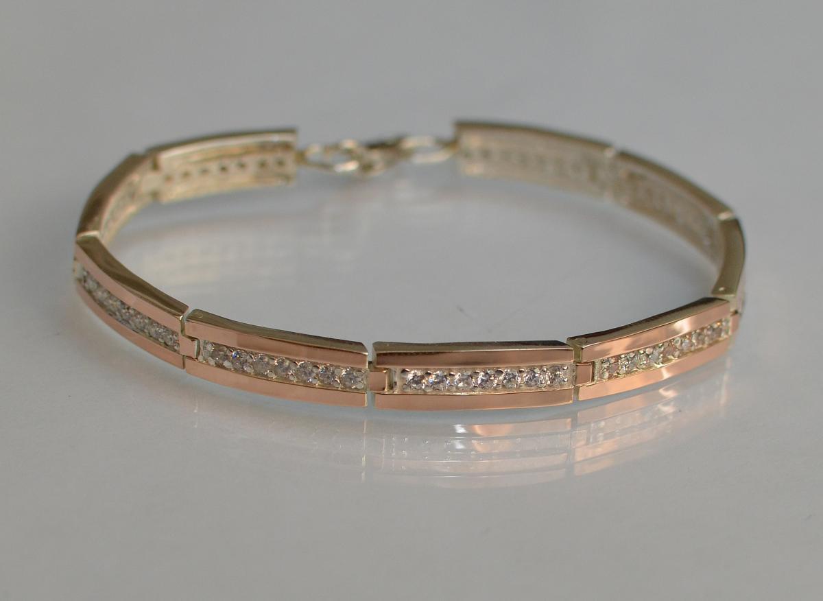 

Серебряный браслет с золотыми напайками Silver Style Бр1