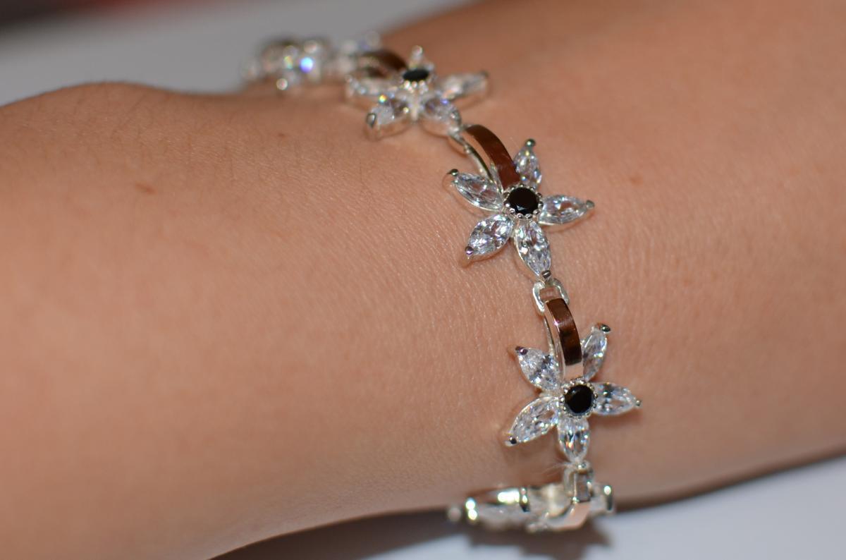 

Серебряный браслет с напайками из золота Silver Style Бр3 Чёрный