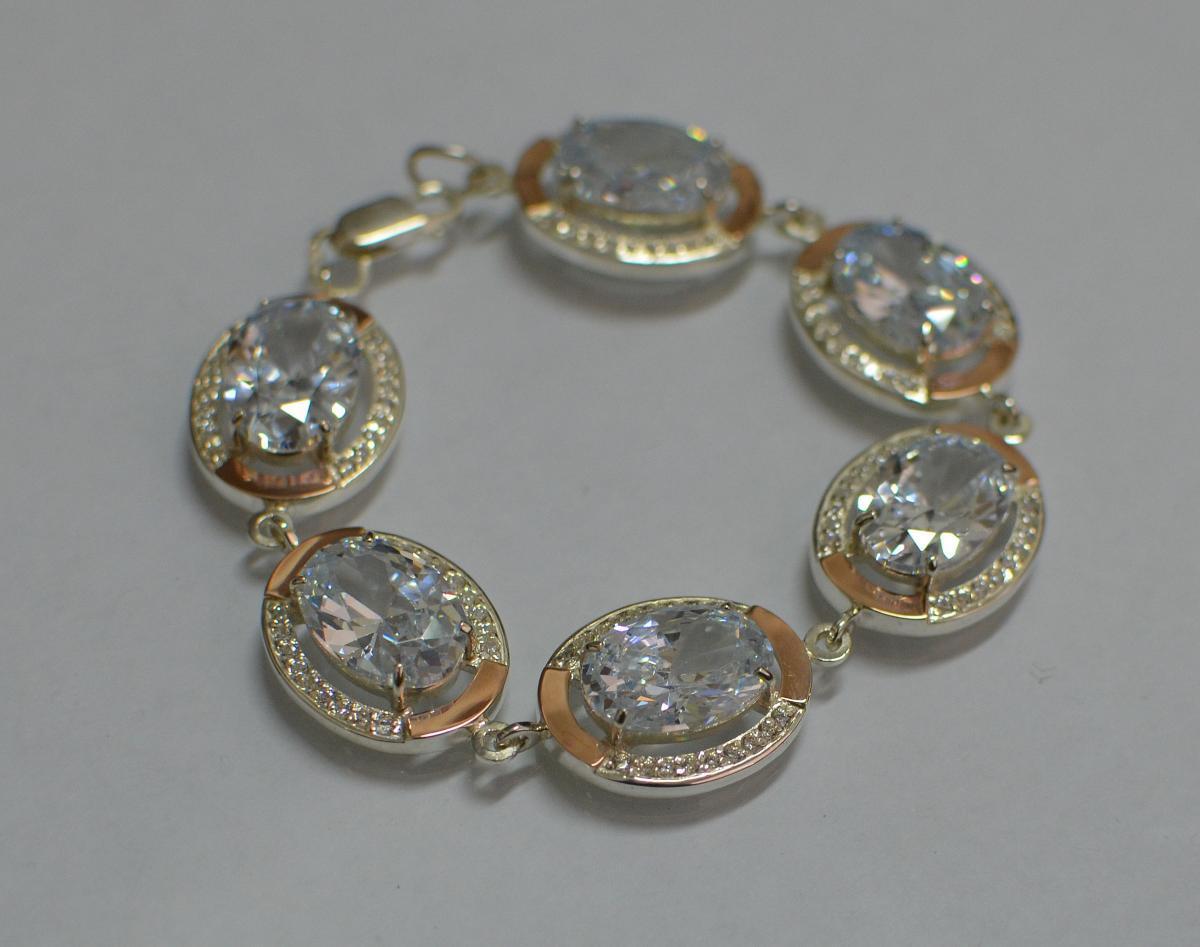 

Серебряный браслет с золотом Silver Style Бр21 Белый