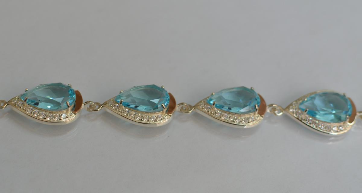 

Браслет из серебра с золотом Silver Style Бр22 Светло-голубой
