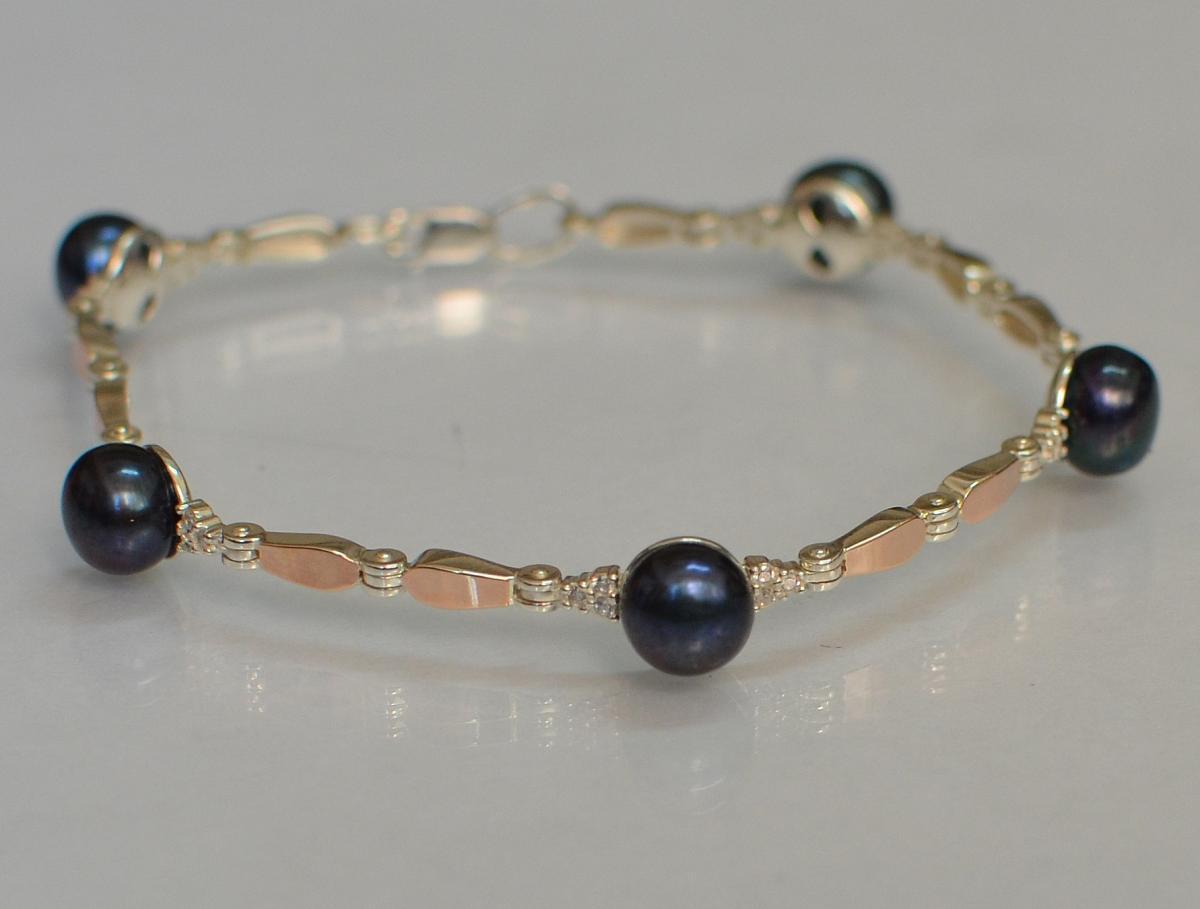 

Серебряный браслет с жемчугом Silver Style Бр19 Синий