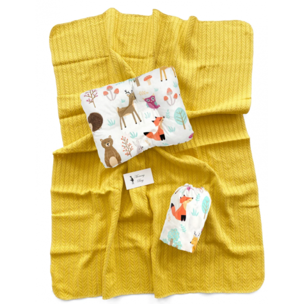 

Набор постельного белья 3в1 в круглую/овальную кроватку (простынь, плед, подушка) Зверята с хлопковым пледом