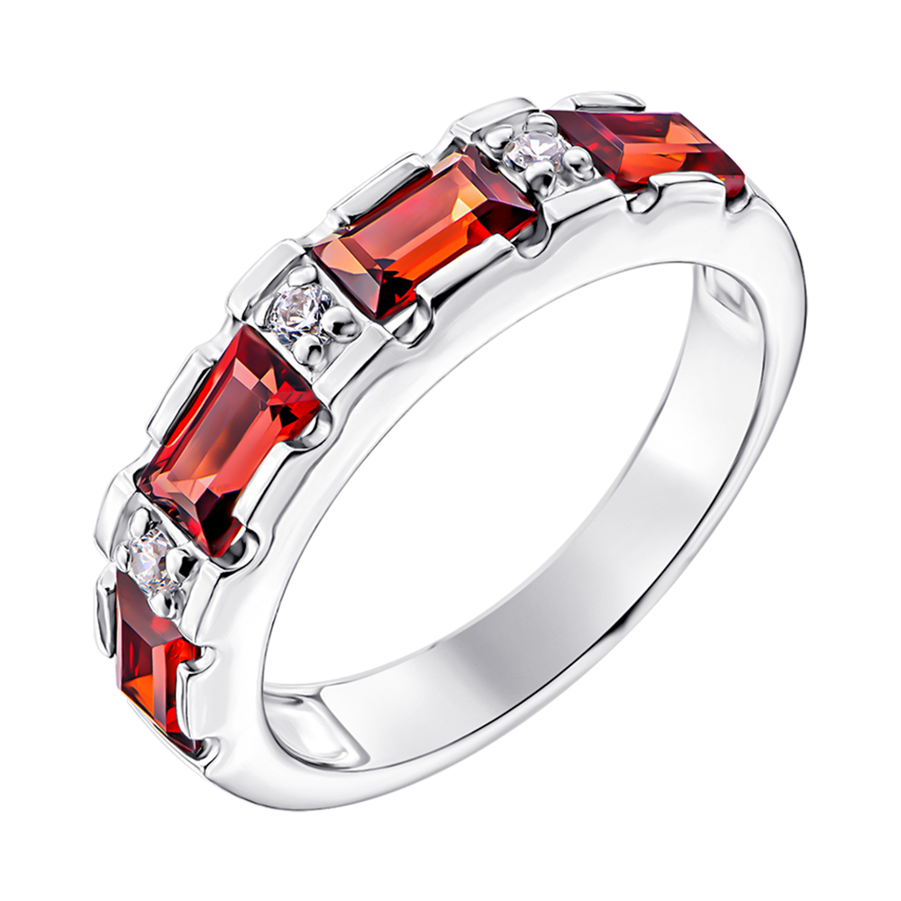 

Серебряное кольцо с гранатами и цирконием 000137275 000137275 18.5 размера