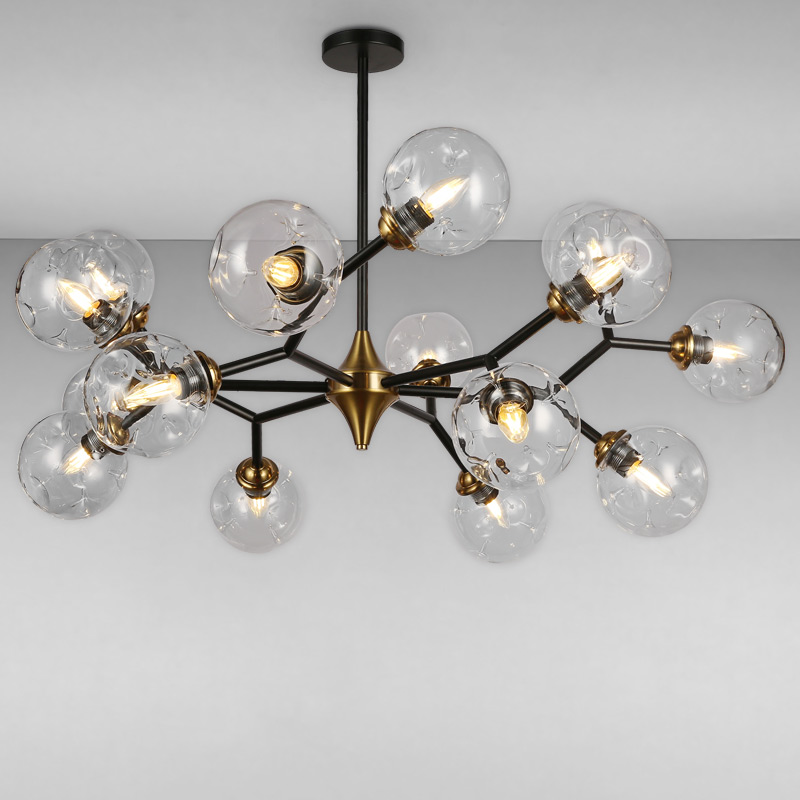 

Люстра молекула подвесная Light House LS-17073-15 BK+CL черная